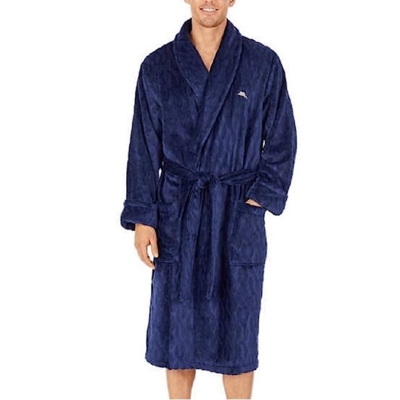 Tommy Bahama Other - Tommy Bahama Navy Blue Plush Bathrobe Sz S/M